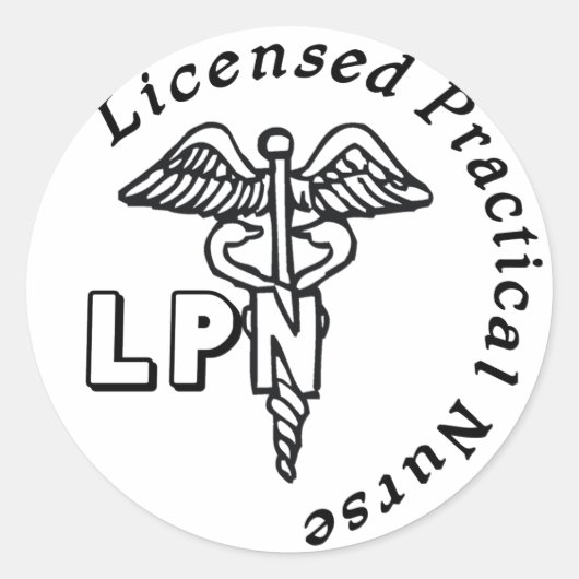 CADUCEUS LPN LOGO LICENSED PRACTICAL NURS RONDE STICKER (Voorkant)