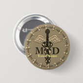 Caduceus MD Doctor Ronde Button 5,7 Cm (Voorkant /achterkant)