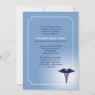 Caduceus Medical Care Blue Afstuderen Uitnodiging