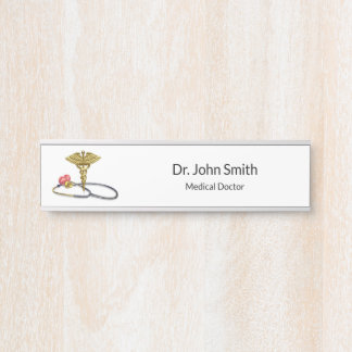 Caduceus Medical Gold & Stethoscope with Heart Deurbordje