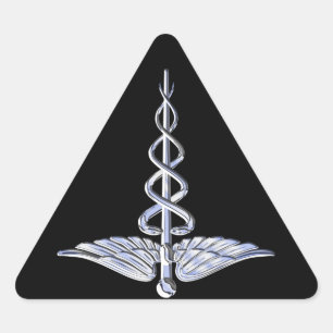 Caduceus Medical Symbool op zwart Driehoek Sticker