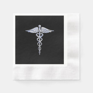 Caduceus Medical Symbool op zwart Servetten