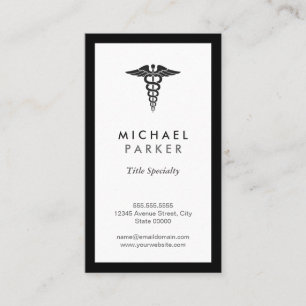 Caduceus Medical Symbool - Retro Black en White Visitekaartje