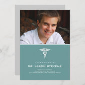 Caduceus Médicale Graduation Invitation (Devant / Derrière)