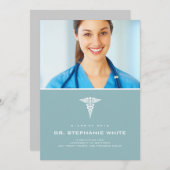 Caduceus Médicale Graduation Invitation (Devant / Derrière)