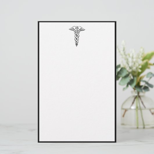 Caduceus medisch symbool briefpapier (Staand voorkant)