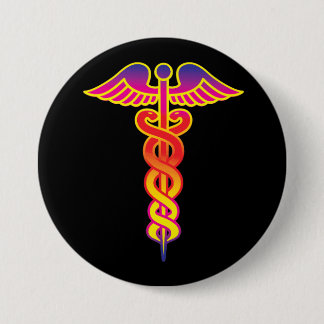 Caduceus medisch symbool ronde button 7,6 cm