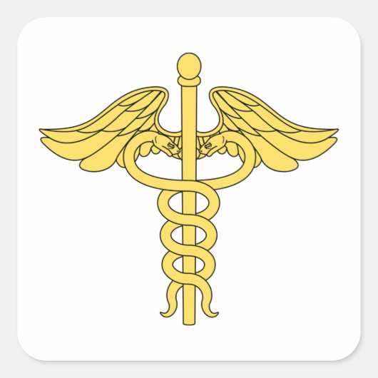 Caduceus medisch symbool vierkante sticker (Voorkant)