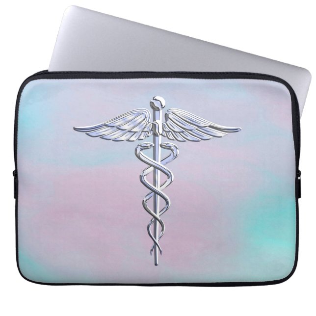 Caduceus medisch symbool voor moeder achterdeur laptop sleeve (Voorkant)
