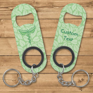 Caduceus met bladachtergrond mini flessenopener