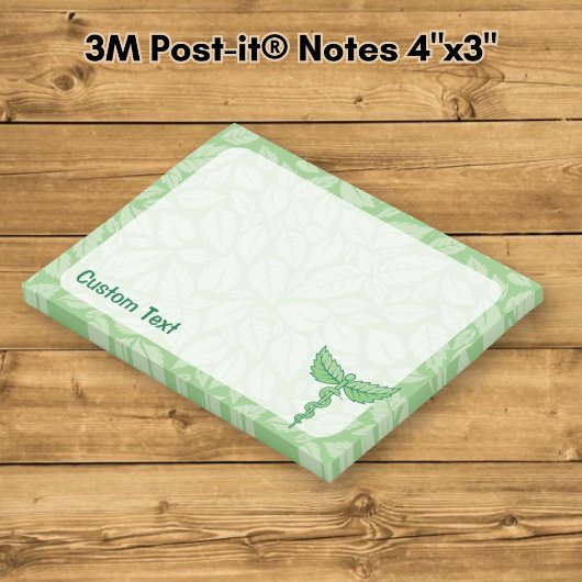 Caduceus met bladachtergrond post-it® notes