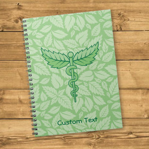 Caduceus met Bladeren Achtergrond Notitieboek