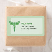 Caduceus met bladeren etiket (Insitu)