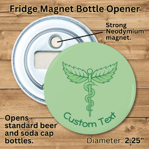 Caduceus met Bladeren Flesopener Button Flesopener