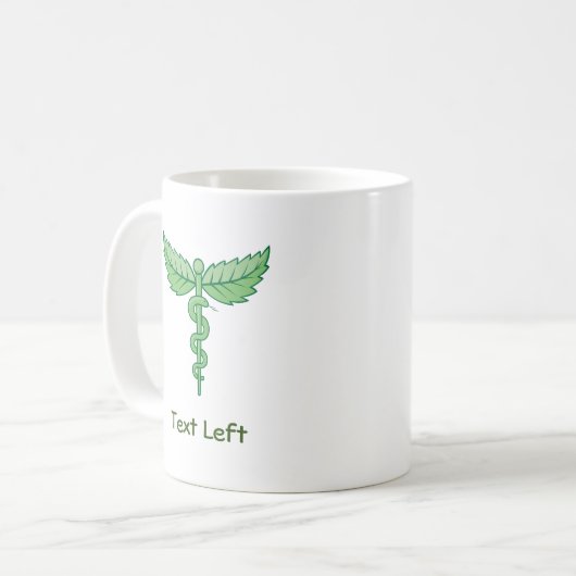Caduceus met bladeren koffie Mok (Voorkant links)