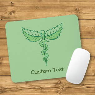 Caduceus met Bladeren Muismat