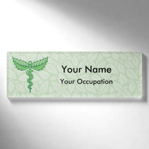 Caduceus met bladeren Naam Tag
