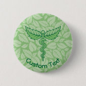 Caduceus met Button achtergrond met bladeren (Voorkant)