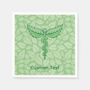Caduceus met Leaves Background Napkins Servet