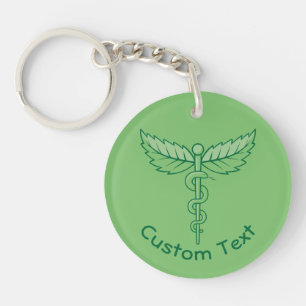 Caduceus met Leaves Sleutelhanger