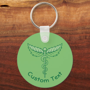 Caduceus met Leaves Sleutelhanger