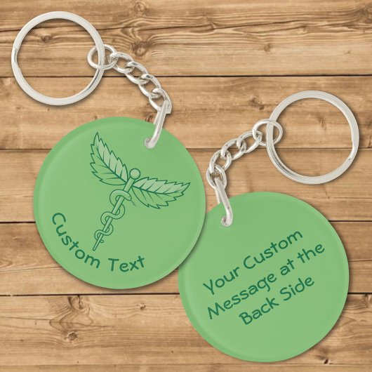 Caduceus met Leaves Sleutelhanger