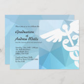 Caduceus Moderne Graduée Invitation (Devant / Derrière)