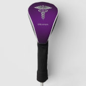 Caduceus op Paarse gepersonaliseerd Golfheadcover (Voorkant)