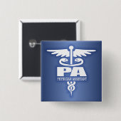 Caduceus PA Vierkante Button 5,1 Cm (Voorkant /achterkant)