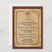 Caduceus, Parchment, Medical Afstuderen Annoucemen Kaart (Voorkant)