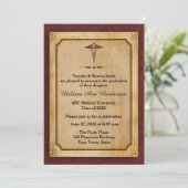 Caduceus, Parchment, Medical Afstuderen Annoucemen Kaart (Staand voorkant)