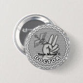 Caduceus Peace Doctor aangepaste naam Ronde Button 5,7 Cm (Voorkant /achterkant)