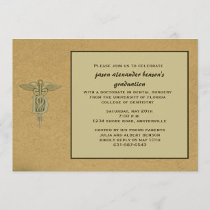 Caduceus Pendant Dental School Afstuderen Invitat Kaart