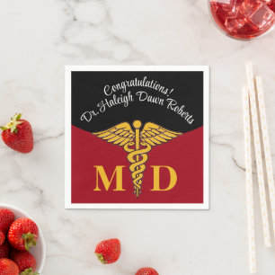 Caduceus Red & Black Medical School Afstuderen Servet