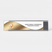 Caduceus red gold desktop name dokter chirurg bureau naambordje (Voorkant)