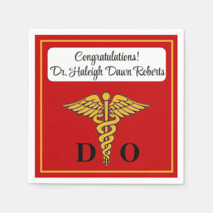 Caduceus Red & Gold Medical School Afstuderen Servet