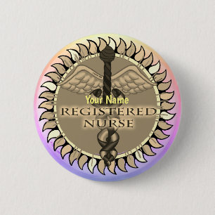 Caduceus Registered Nurse-toets Ronde Button 5,7 Cm