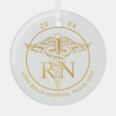 Caduceus RN Medical Unit Gold Glass Ornament (Voorkant)