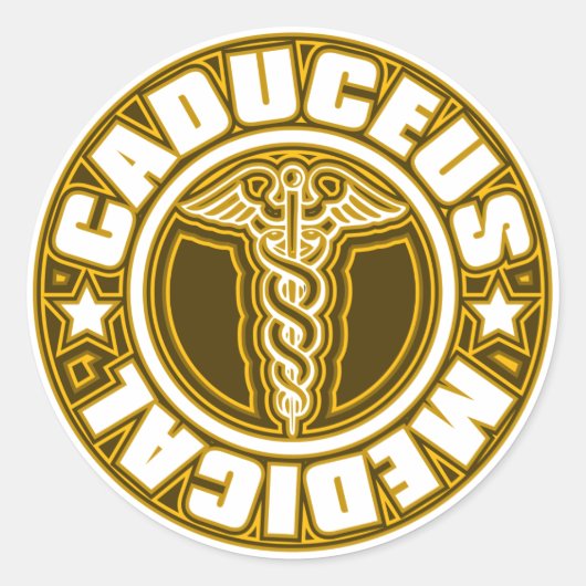 Caduceus Ronde Sticker (Voorkant)