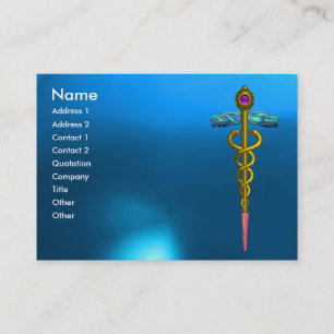 CADUCEUS SAFFIER, trillend gouden roze blauw Visitekaartje