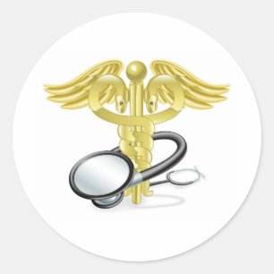 Caduceus stethoscoop medisch concept ronde sticker
