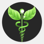 Caduceus : Stickers ronds de médecine alternative (Devant)