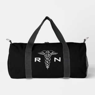 Caduceus symbol duffle bag met naam initialen plunjezak
