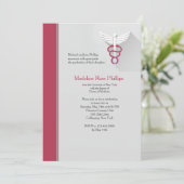 Caduceus Symbol Red Trim Afstuderen Kaart (Staand voorkant)