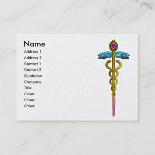 CADUCEUS, trillend parelpapier, amethyst goud Visitekaartje