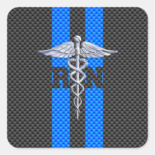 Caduceus van de gediplomeerd verpleger RN het Vierkante Sticker (Voorkant)