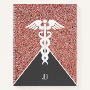Caduceus van de verpleegster nam Goud schittert Notitieboek