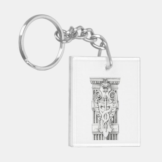 CADUCEUS Vierkante Acryl Sleutelhanger (Voorkant Links)