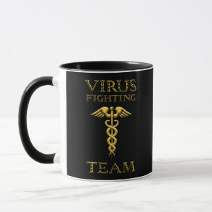 Caduceus virus gevechtsteam geel op zwart mok