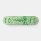 Caduceus with Leaves Background Skateboard Deck (Horz)